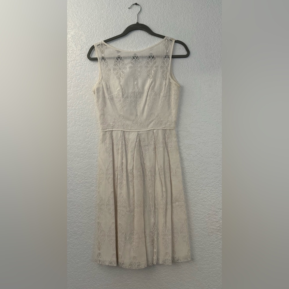 Maggy London Cream Pleated Midi Sundress
